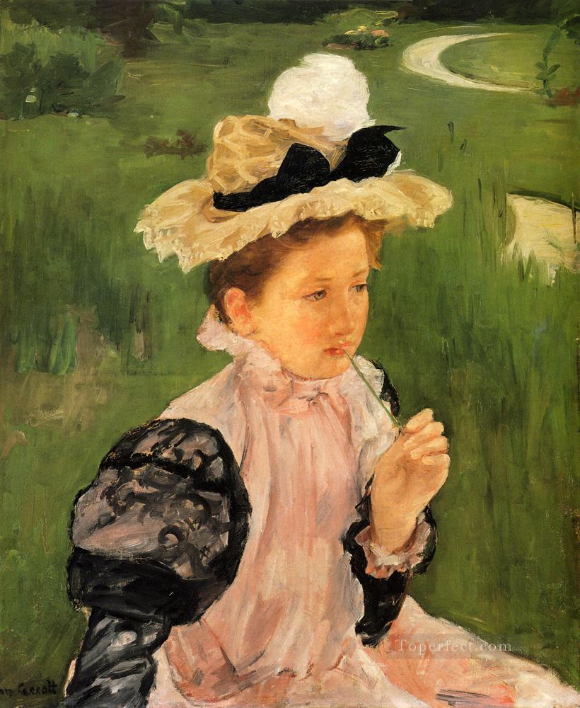 Portrait Of A Young Girl mothers children Mary Cassatt Oil Paintings